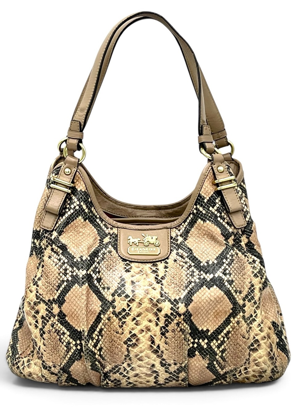 Coach Madison Maggie 19639 Python Snakeskin Embossed Leather Hobo Shoulder Bag
